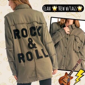 ELAN DEVAN JACKET 🌟 ROCK & ROLL NWT OLIVE COTTON OVERSIZED SM